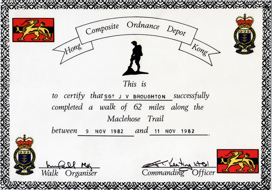 Maclehose Trail Certificate